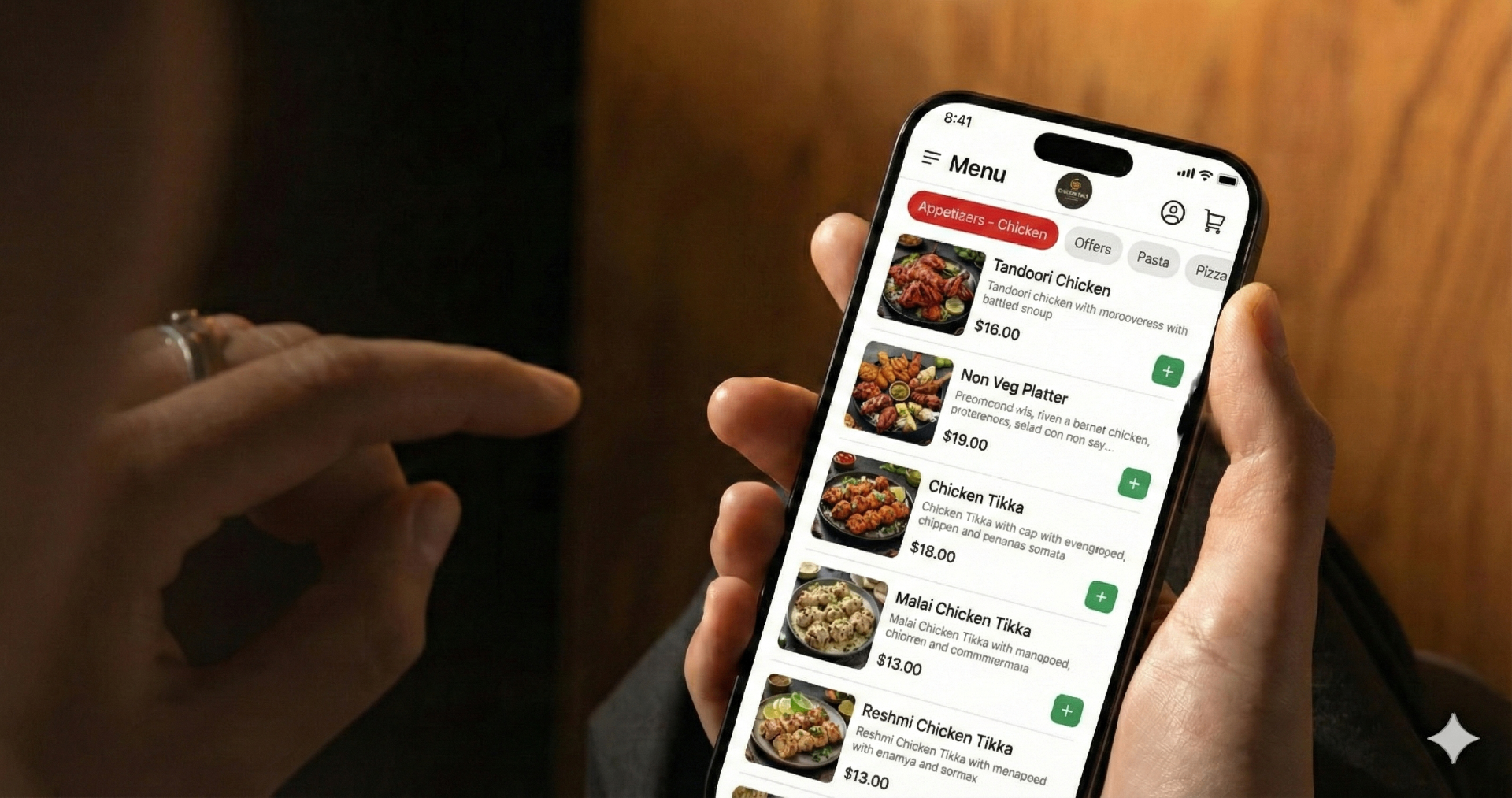 Restaurant menu on phone